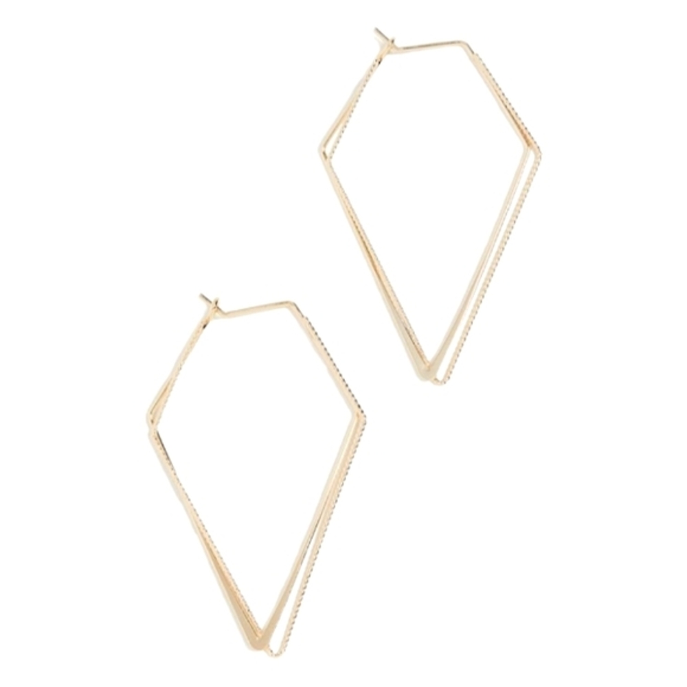 Jules Smith 14K Gold Plated Angular Geometric Hoops‎ with Mixed Texture